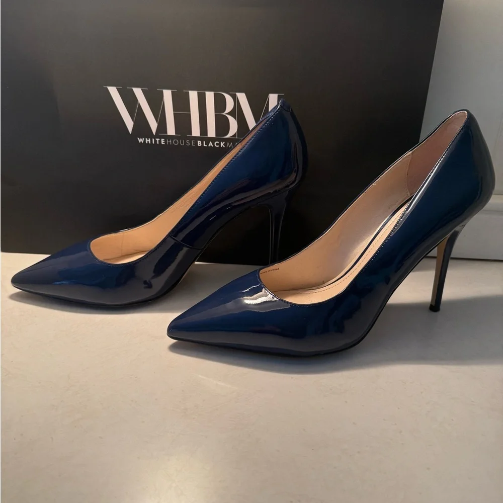 White House Black Market Blue Patent Leather Heels - Picture 3 of 16